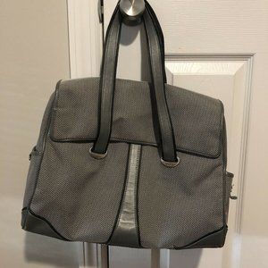 Tumi Flap Tote Elements Collection Laptop Gray Leather Nylon Purse Bag